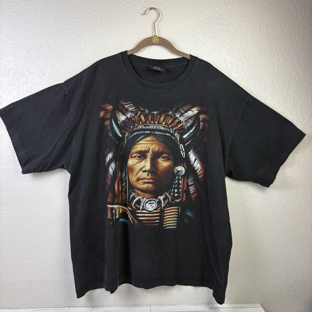 Rock Chang Native American Chief T-shirt Double Sided Faded Size XXL